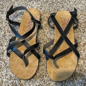 Blowfish straps leather flat sandal